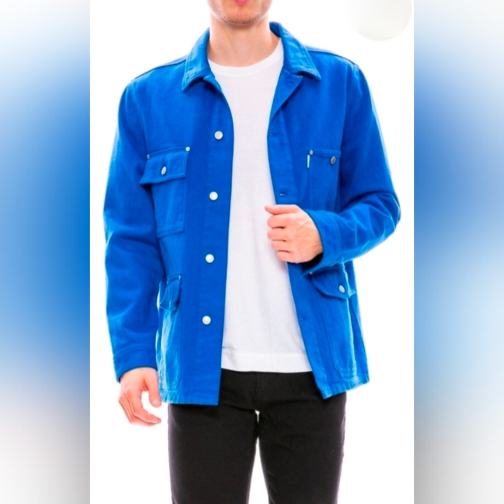 Ami Alexandre Mattiussi Men's Denim Field Jacket, Blue Size Small